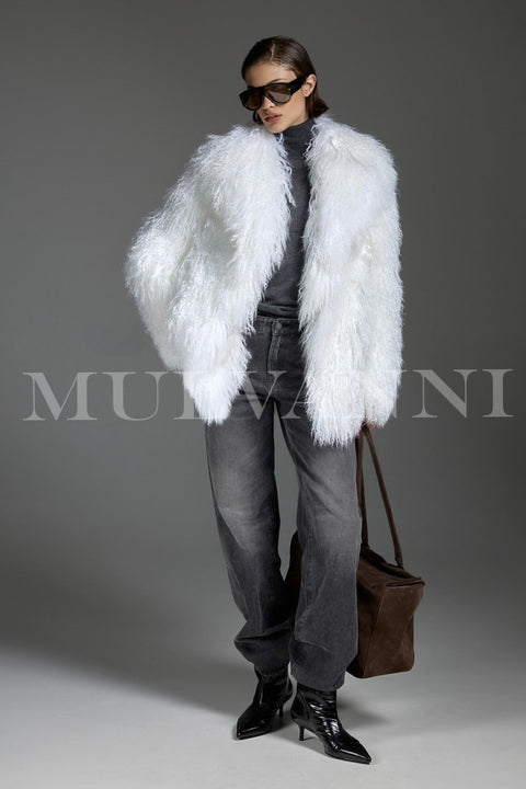 Cappotto in vero montone mongolo