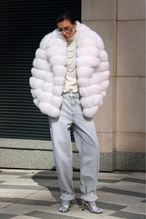 Cappotto in pelliccia di volpe bianca