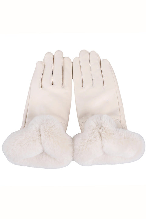 Guanti in pelle con pelliccia