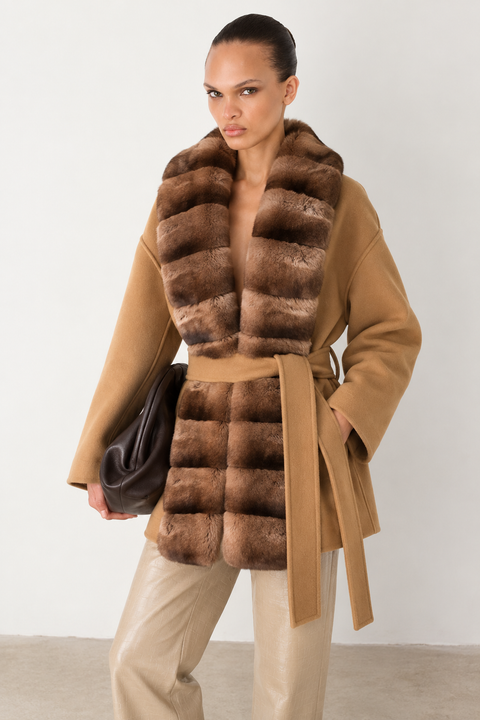 Cappotto in cashmere con visone