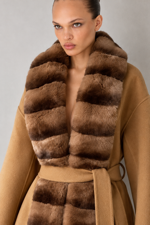 Cappotto in cashmere con visone