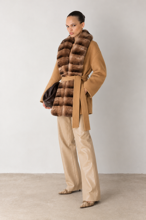 Cappotto in cashmere con visone