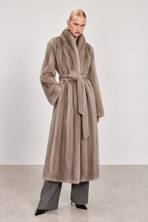 Cappotto lungo in vero visone