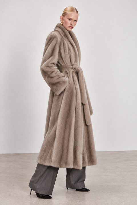 Cappotto lungo in vero visone