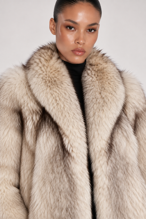 Manteau en véritable fourrure de renard