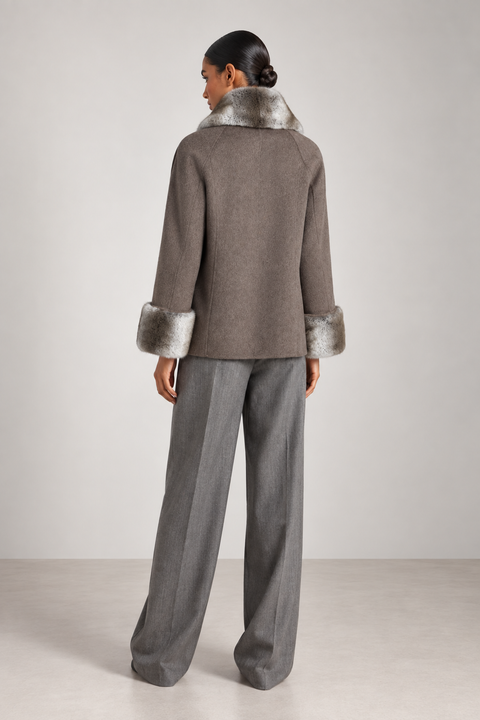 Short Cashmere Jacket with Fur
