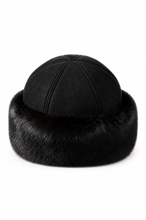 Cappello in camoscio e visone