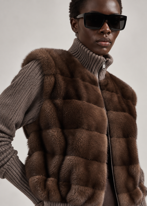 Veste en cachemire et vison