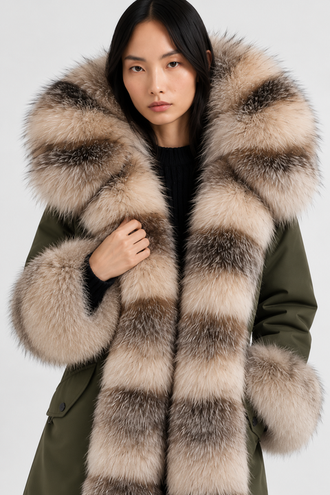 Parka doublée en fourrure de renard
