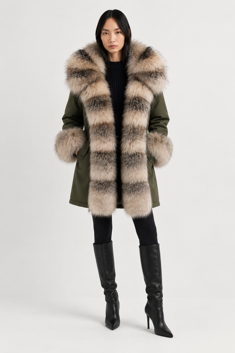 Parka doublée en fourrure de renard