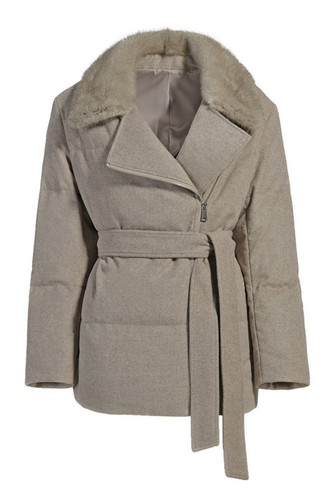 Chaqueta de lana con visón