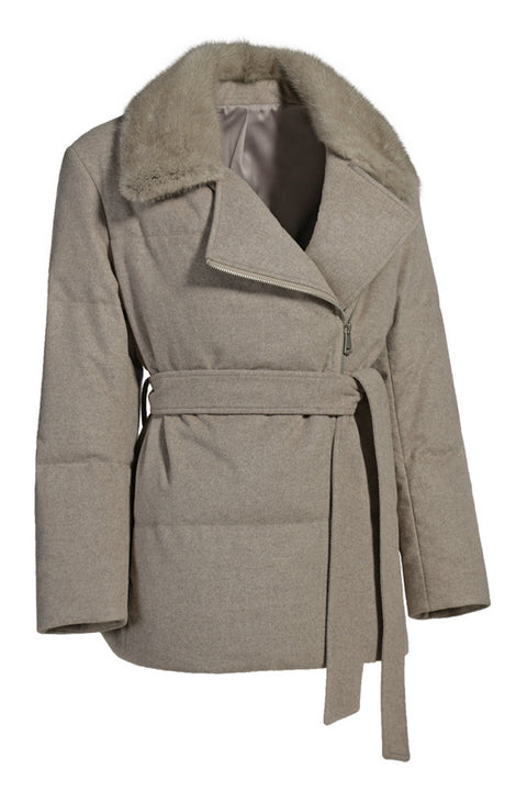 Chaqueta de lana con visón