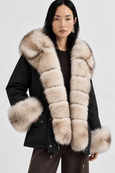Parka de piel con forro corto