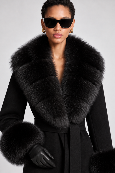 Cappotto in cashmere con pelliccia di volpe