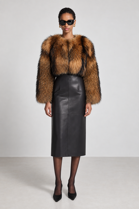 Manteau en fourrure de raton laveur