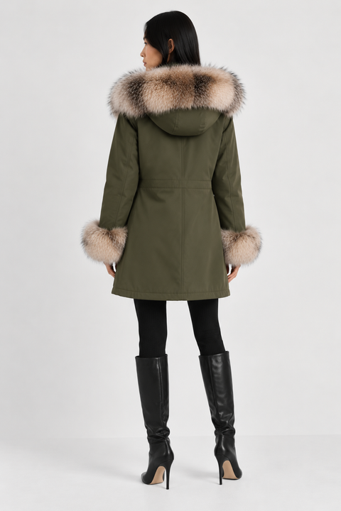 Parka doublée en fourrure de renard