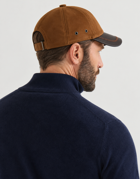 Cappello da uomo in vera pelle scamosciata