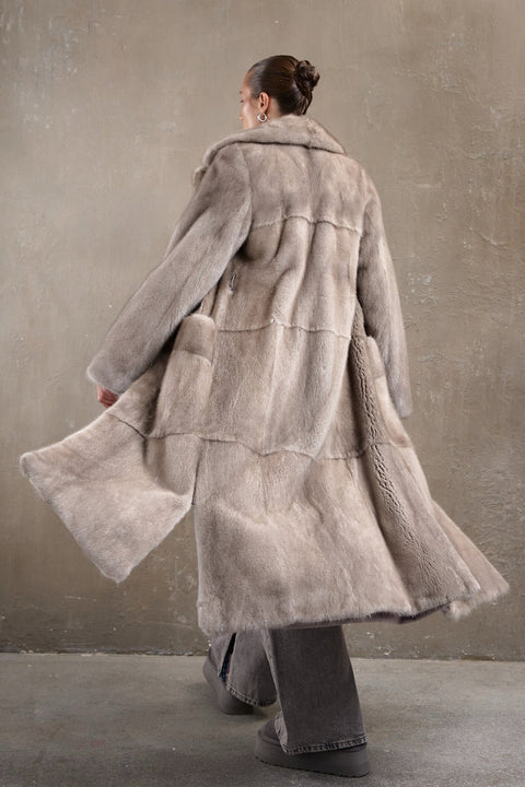 Long Grey Mink Fur Coat