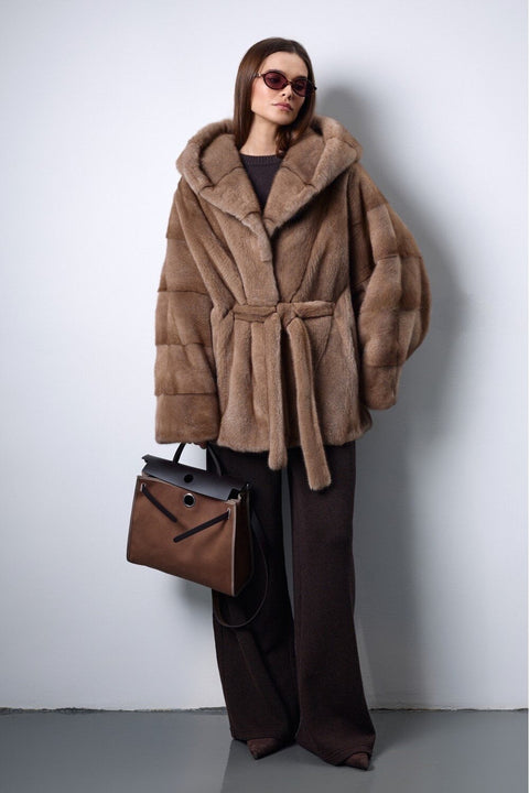 Hooded Mink Fur Coat