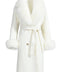 White cashmere coat with fur