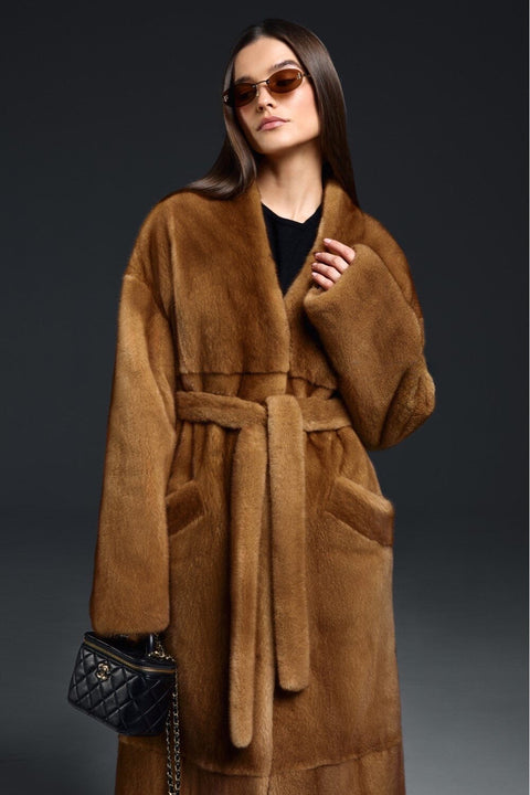 Long Cognac Mink Coat