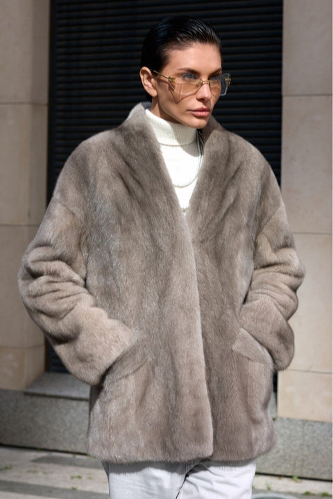Short Grey Mink Jacket