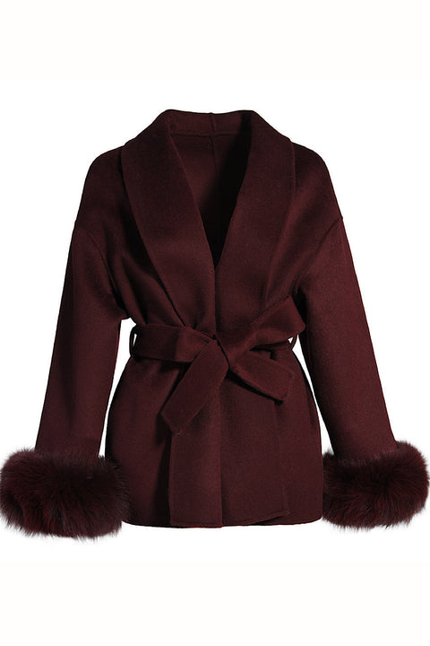 Burgundy Short Cashmere Coat