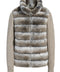 Cashmere jacket in chinchilla-shaded Rex Rabbit fur, blending the elegance of a coat with the softness of a sweater.