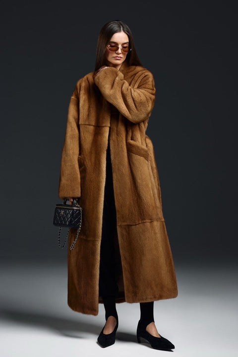 Long Cognac Mink Coat