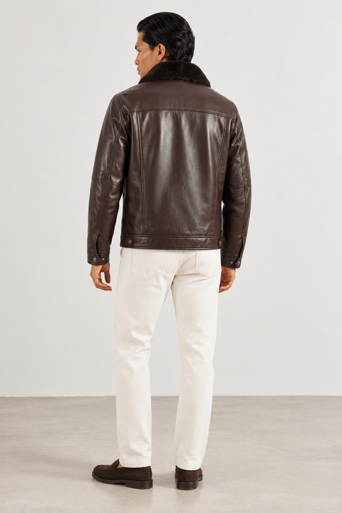 Leather Jacket with Mink Fur Lining