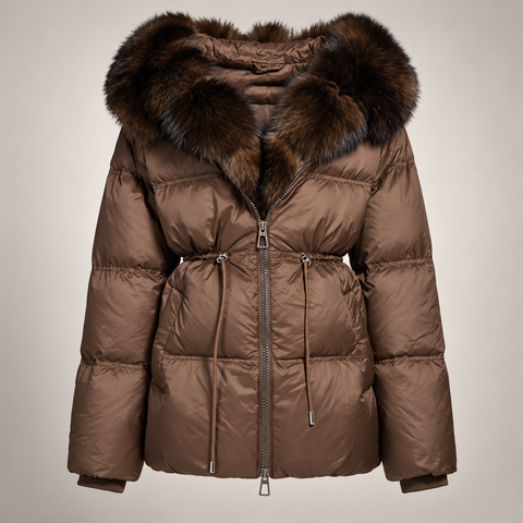 Parka imbottito in piuma con pelliccia di volpe