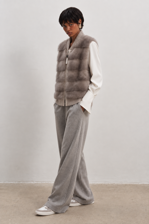 Sleeveless Mink Gilet