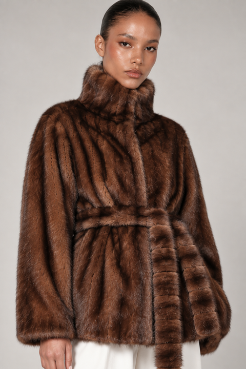 Belted Brown Mink Coat