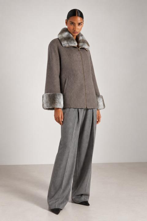 Short Cashmere Jacket with Fur