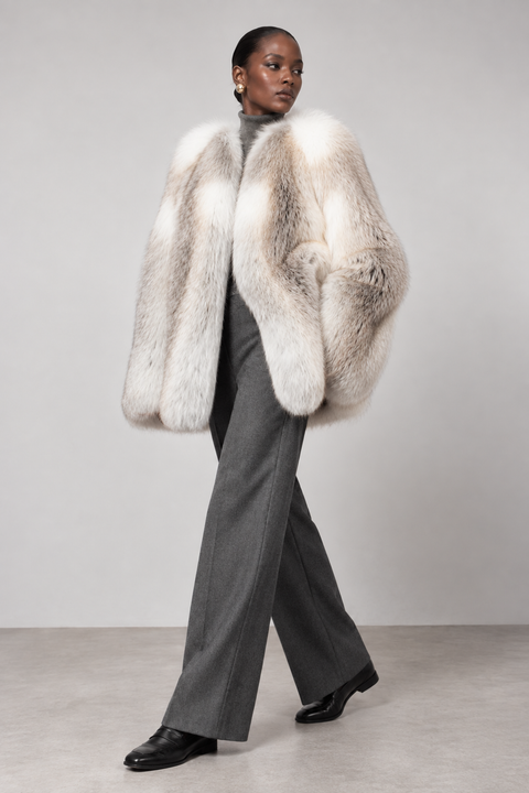 Crossed Fox Fur Coat