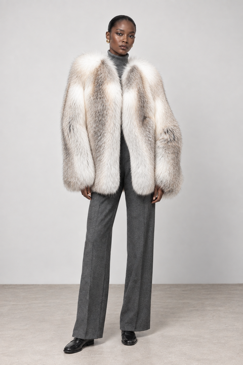 Crossed Fox Fur Coat