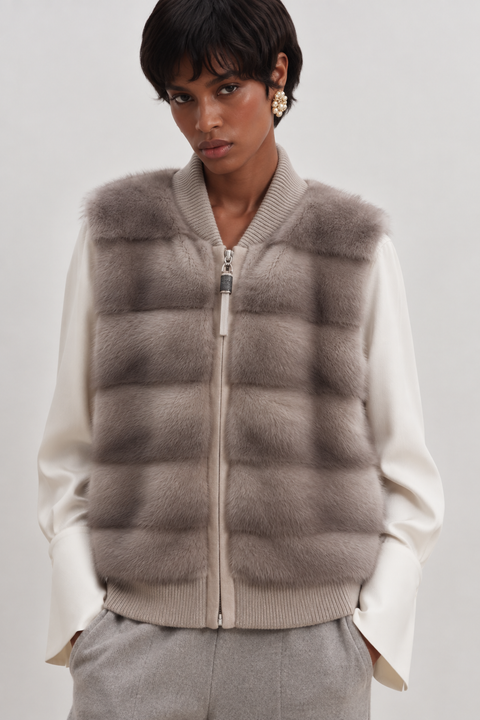 Sleeveless Mink Gilet