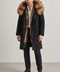 Parka midi negra de piel de zorro para hombre