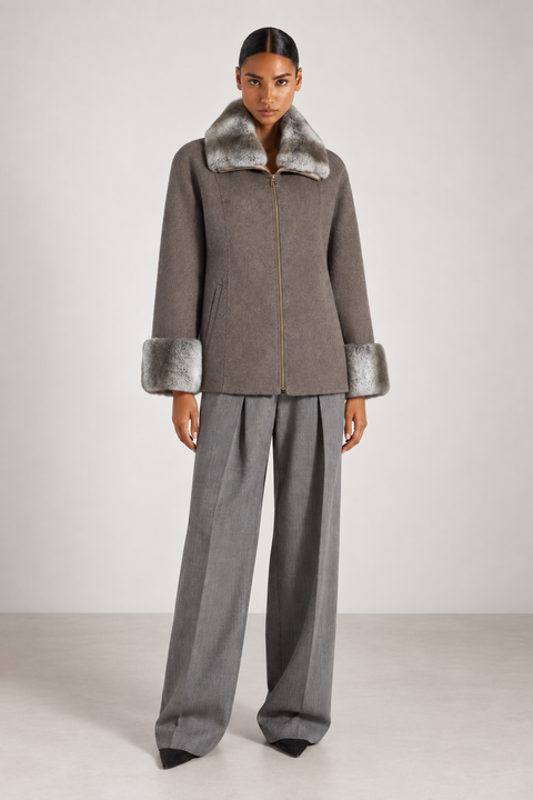 Short Cashmere Jacket with Fur