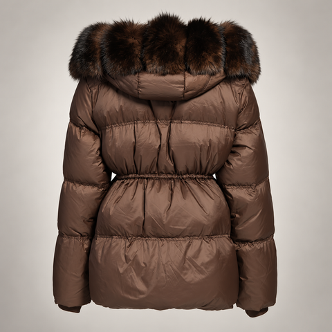 Parka imbottito in piuma con pelliccia di volpe