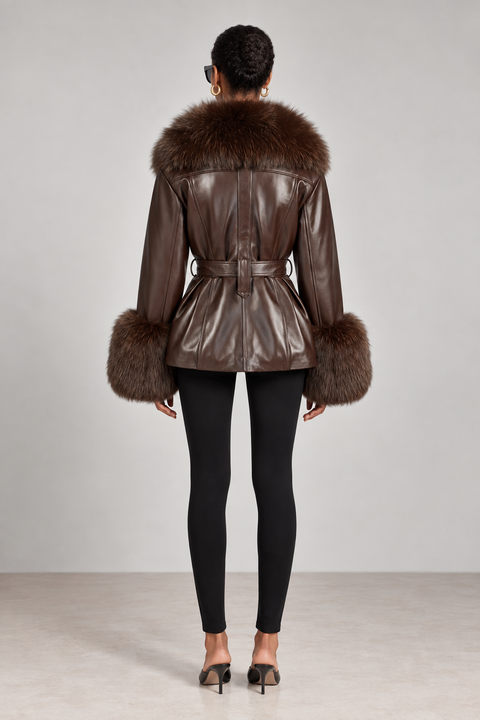 Veste Allegra en cuir noir