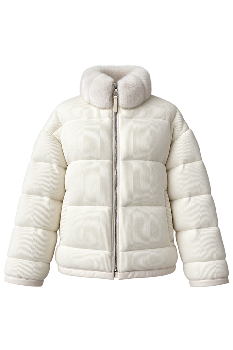 Down Wool Jacket with Mink