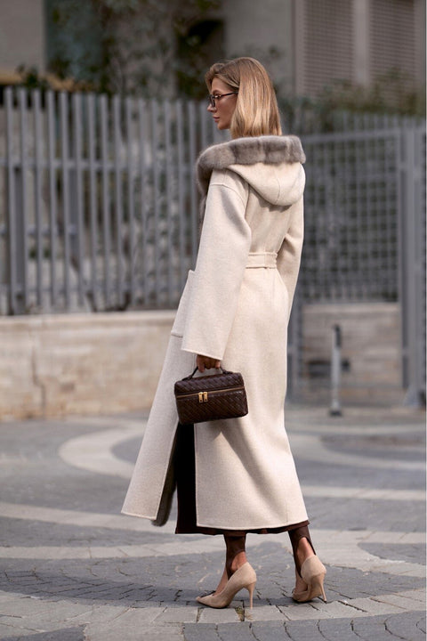 Cashmere Coat with Mink