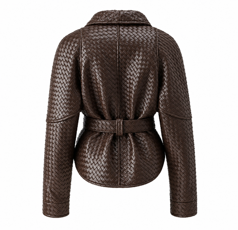 Giacca in pelle intrecciata