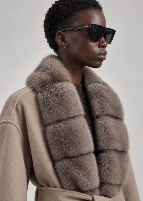 Manteau en laine avec vison
