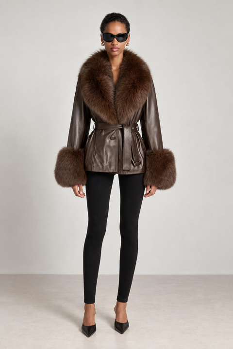Veste Allegra en cuir noir