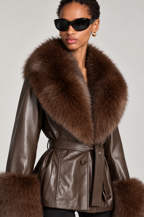 Veste Allegra en cuir noir