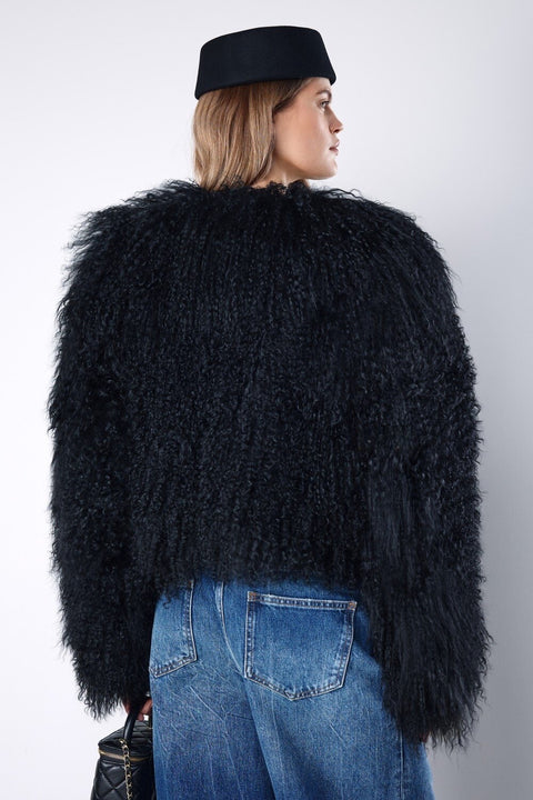 Cropped Black Mongolian Coat