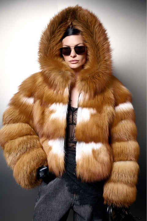 Hooded Fox Fur Coat