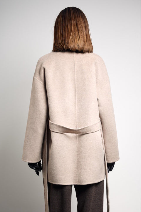 Cashmere-Blend Coat with Mink